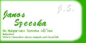 janos szecska business card